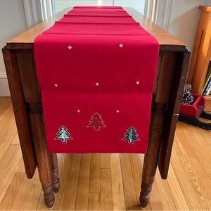 Table Runner Christmas Reversible Red With Trees or Green Plaid 13in x 72in